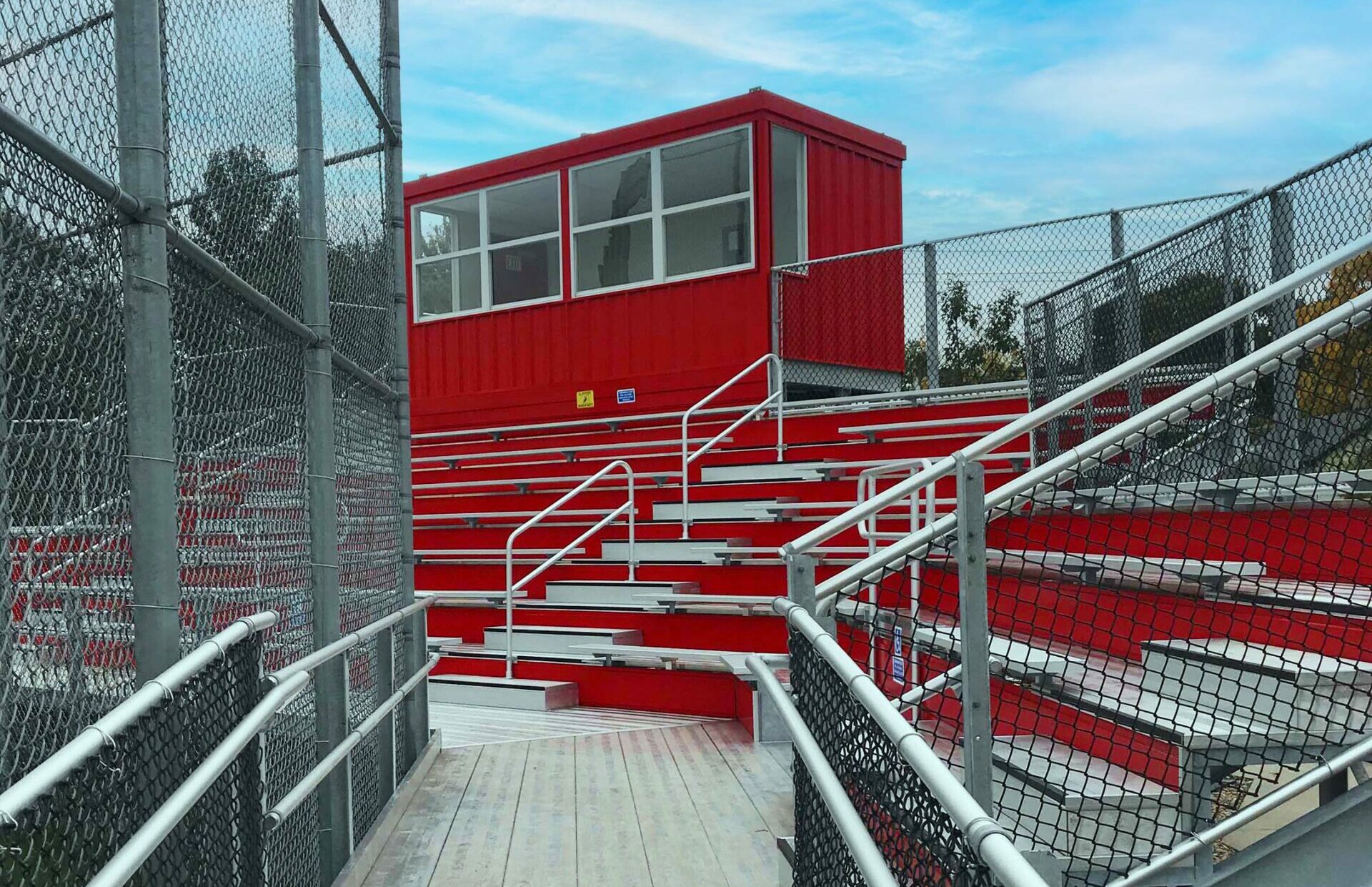 Stadium seating and press box renovation in Central Iowa.